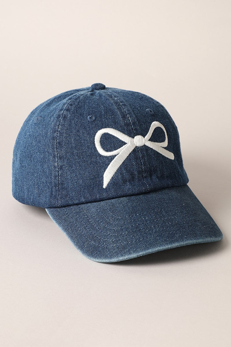 Denim Bow Baseball Hat