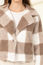 Lucky Break Plaid Pattern Fur Jacket