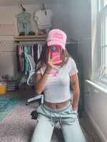 Pink Bow Simple Crop Tee