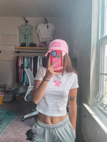 Pink Bow Simple Crop Tee