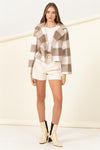 Lucky Break Plaid Pattern Fur Jacket